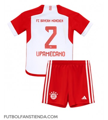 Bayern Munich Dayot Upamecano #2 Primera Equipación Niños 2023-24 Manga Corta (+ Pantalones cortos)